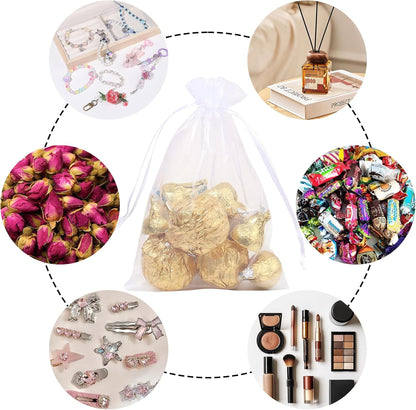 100Pcs Beige Organza Bags,5x7 Inch Small Mesh Drawstring Bags | for Wedding,Valentine's Day,Halloween,Thanksgiving,Christmas,Baby Shower,Candy,Gift,Jewelry,Soaps