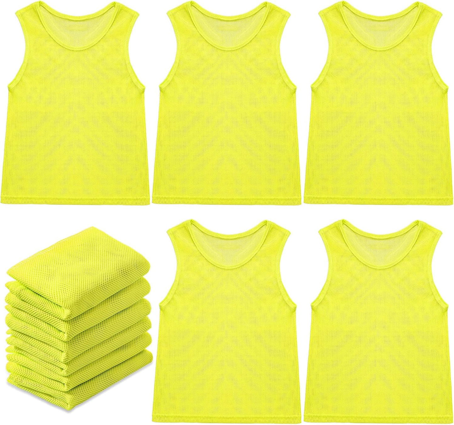 12 Pcs Soccer Pinnies Pennies Jersey Scrimmage Vest Sports Practice Jersey Mesh Basketball Vest for Youth Adult Kids