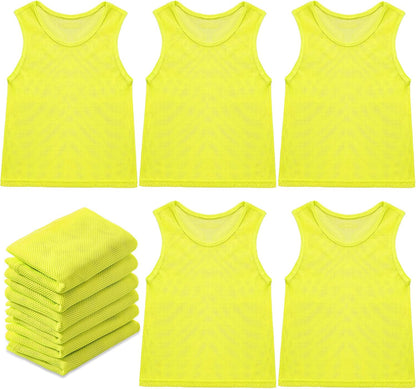 12 Pcs Soccer Pinnies Pennies Jersey Scrimmage Vest Sports Practice Jersey Mesh Basketball Vest for Youth Adult Kids