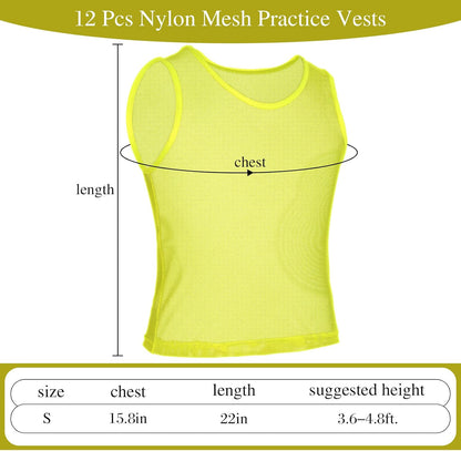 12 Pcs Soccer Pinnies Pennies Jersey Scrimmage Vest Sports Practice Jersey Mesh Basketball Vest for Youth Adult Kids