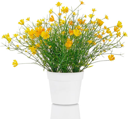 Babys Breath Potted Fake Plants with Flowers Faux Plants Indoor for Home Office Bookshelf Table Farmhouse Room Decor (Yellow)