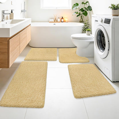 Bathroom Rugs Non Slip 24"x16", Absorbent Bath Mats Quick Dry, Shaggy Microfiber Bath Rugs,Extra Soft Plush, Machine Washable Bath Mats for Bathroom Floor, Tub and Shower, Light Yellow