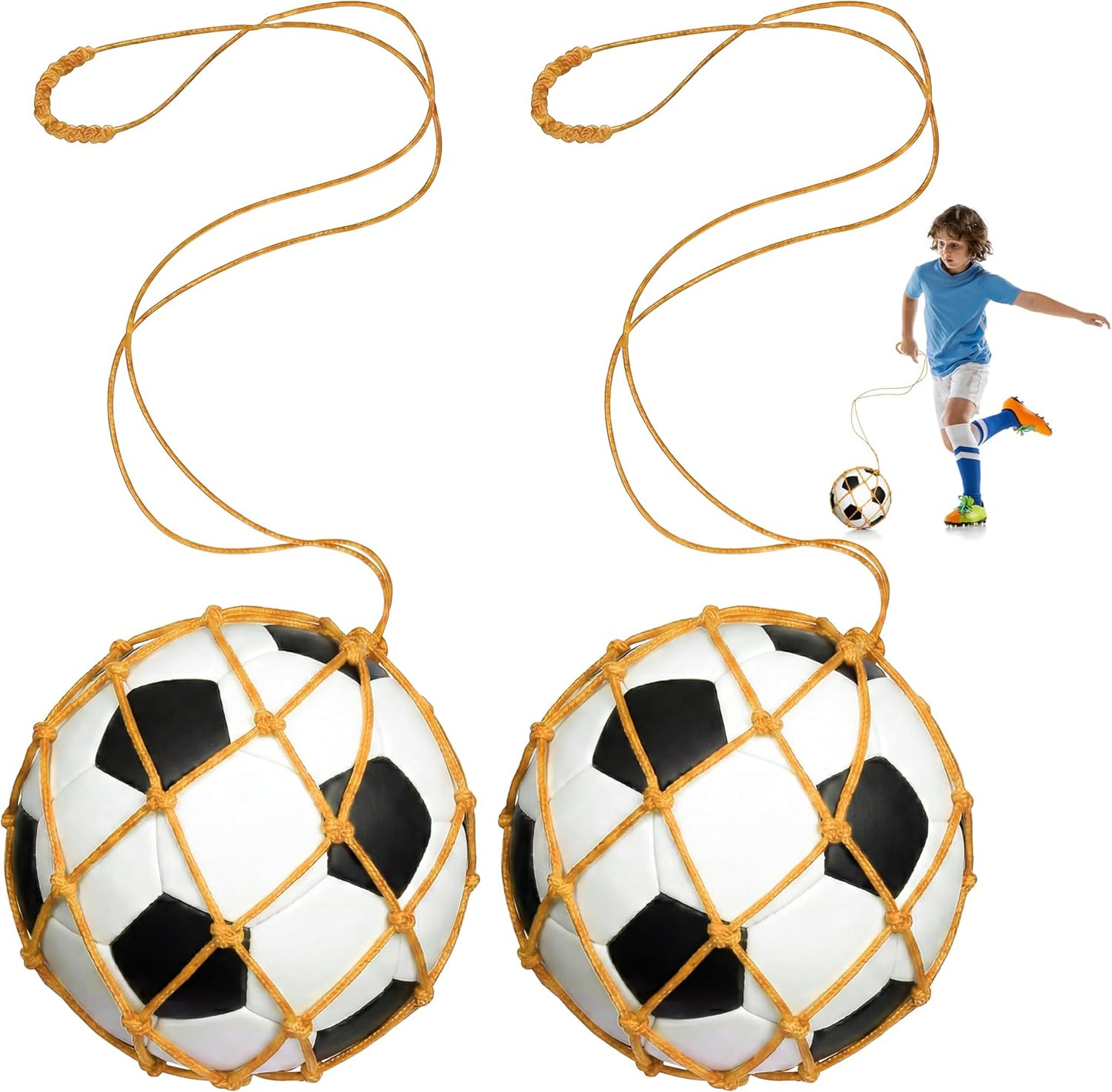 Soccer Kick Trainer, Soccer Ball Net Kicker, Training Equipment | Soccer Kick Back Trainer, Return Trainer Net, Hand-Free Soccer Training Aid, Compatible with Size 3,4,5,Practice Equipment