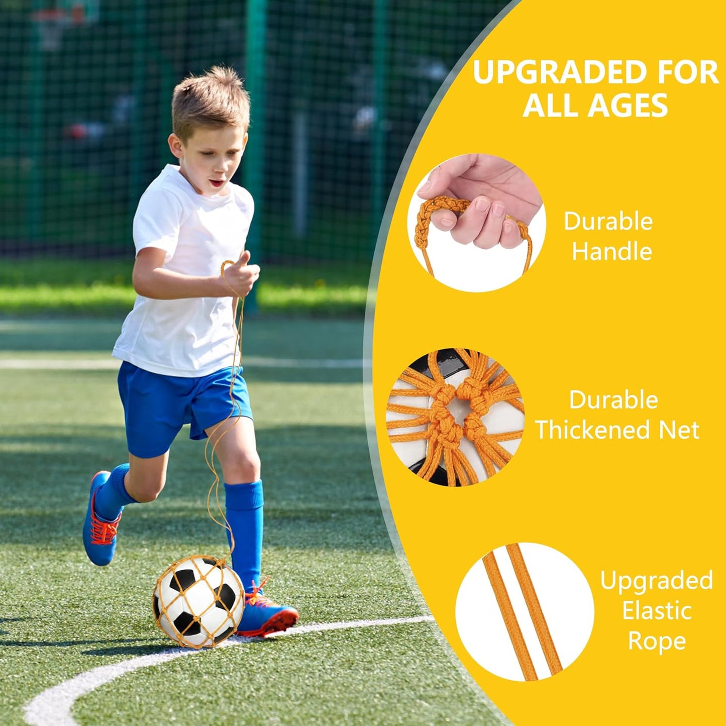Soccer Kick Trainer, Soccer Ball Net Kicker, Training Equipment | Soccer Kick Back Trainer, Return Trainer Net, Hand-Free Soccer Training Aid, Compatible with Size 3,4,5,Practice Equipment