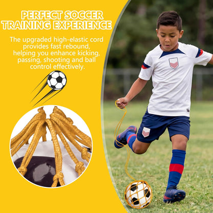Soccer Kick Trainer, Soccer Ball Net Kicker, Training Equipment | Soccer Kick Back Trainer, Return Trainer Net, Hand-Free Soccer Training Aid, Compatible with Size 3,4,5,Practice Equipment