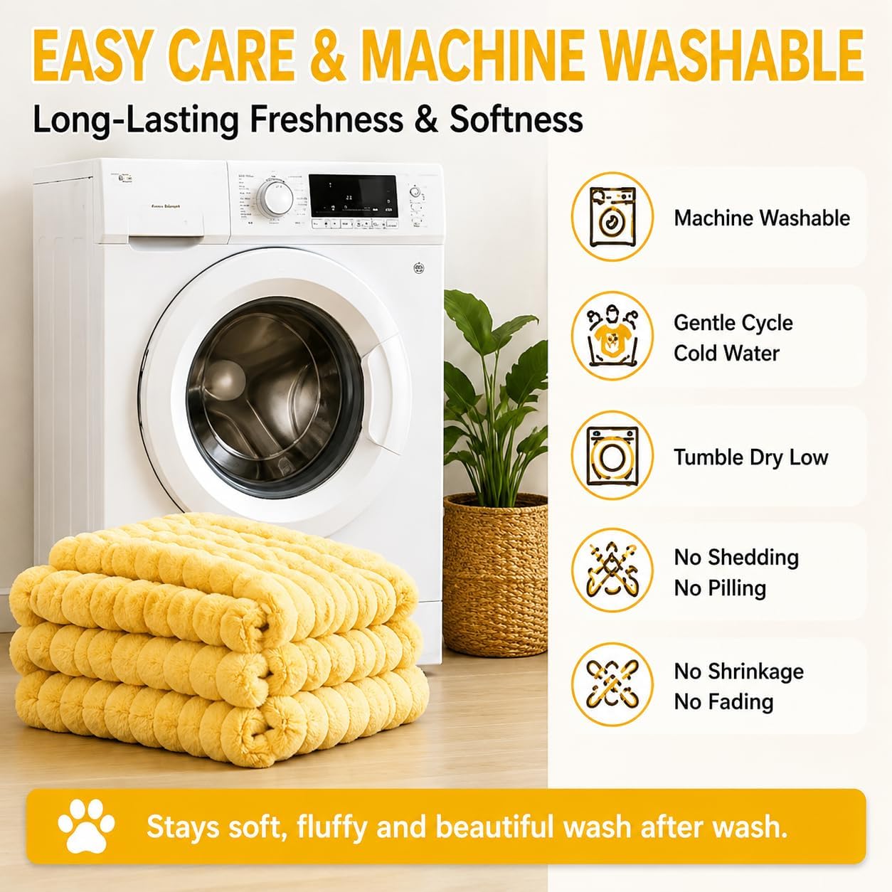 Yellow Dog Blanket for Anxiety Relief, Emotional Support Blanket for Dogs, Soft Faux Rabbit Fur Security Blanket, Cozy Pet Throw for Small Medium Large Dogs and Cats (27.5 × 39.4 in (70 × 100 cm))