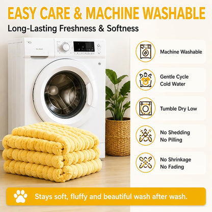 Yellow Dog Blanket for Anxiety Relief, Emotional Support Blanket for Dogs, Soft Faux Rabbit Fur Security Blanket, Cozy Pet Throw for Small Medium Large Dogs and Cats (27.5 × 39.4 in (70 × 100 cm))