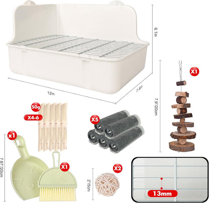 Rabbit Litter Box Bunny Litter Box Guinea Pig Potty Trainer Corner Bedding Pet Potty Pan for Rabbit Guinea Pig Ferret Small Animal Cage Accessories