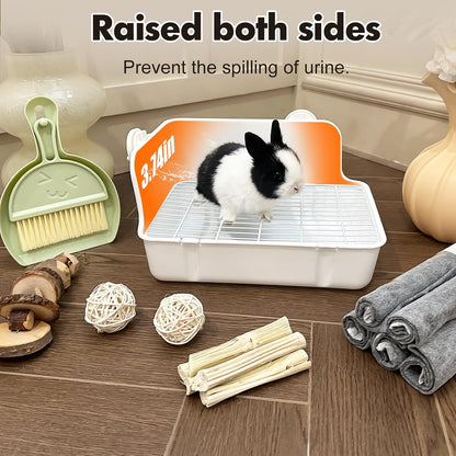 Rabbit Litter Box Bunny Litter Box Guinea Pig Potty Trainer Corner Bedding Pet Potty Pan for Rabbit Guinea Pig Ferret Small Animal Cage Accessories
