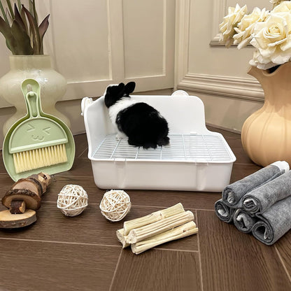 Rabbit Litter Box Bunny Litter Box Guinea Pig Potty Trainer Corner Bedding Pet Potty Pan for Rabbit Guinea Pig Ferret Small Animal Cage Accessories