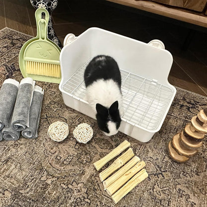 Rabbit Litter Box Bunny Litter Box Guinea Pig Potty Trainer Corner Bedding Pet Potty Pan for Rabbit Guinea Pig Ferret Small Animal Cage Accessories