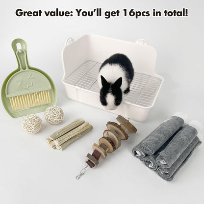 Rabbit Litter Box Bunny Litter Box Guinea Pig Potty Trainer Corner Bedding Pet Potty Pan for Rabbit Guinea Pig Ferret Small Animal Cage Accessories