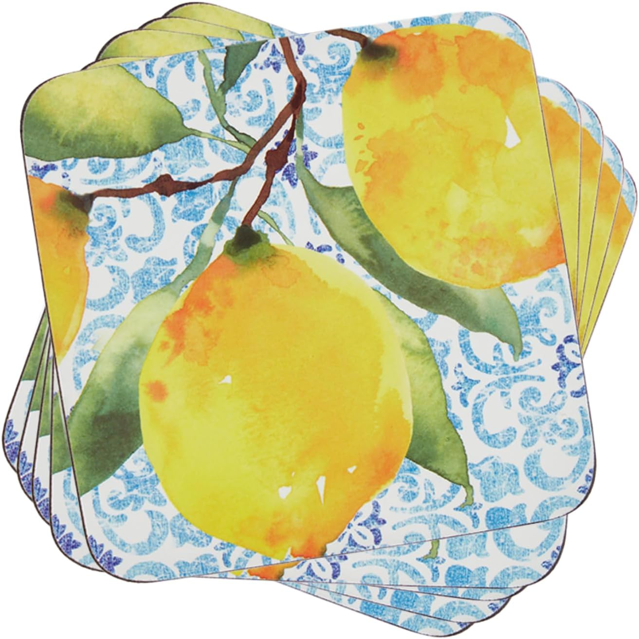 – Portmeirion Amalfi Lemons Coasters – Yellow, Set of 6
