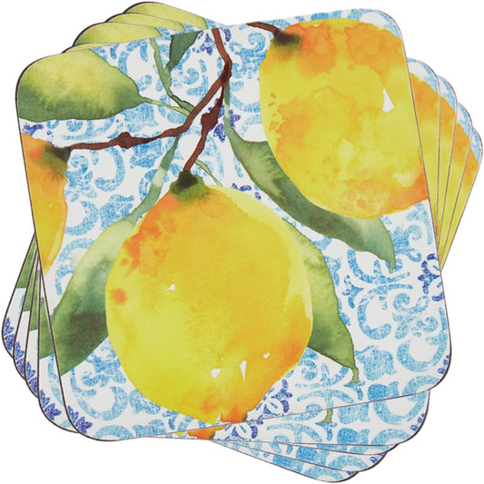 – Portmeirion Amalfi Lemons Coasters – Yellow, Set of 6