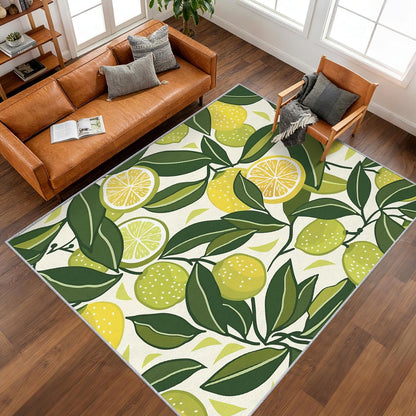2x3 Cartoon Lemon Throw Rugs for Entryway, Washable Summer Fruits Pattern Indoor Door Mat, Bedroom Kitchen Entrance, Non Slip Soft Thin, Fresh Fruit Decor Small Area Rug PF-P 115
