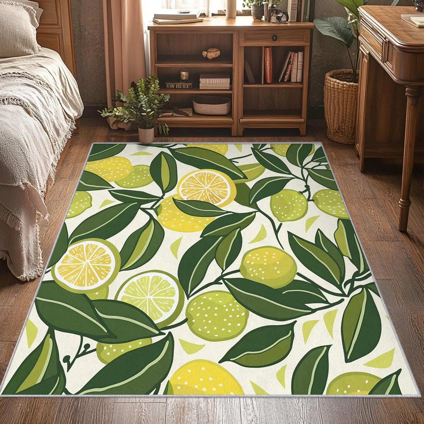 2x3 Cartoon Lemon Throw Rugs for Entryway, Washable Summer Fruits Pattern Indoor Door Mat, Bedroom Kitchen Entrance, Non Slip Soft Thin, Fresh Fruit Decor Small Area Rug PF-P 115