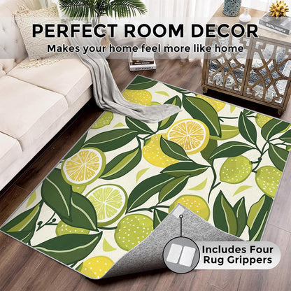 2x3 Cartoon Lemon Throw Rugs for Entryway, Washable Summer Fruits Pattern Indoor Door Mat, Bedroom Kitchen Entrance, Non Slip Soft Thin, Fresh Fruit Decor Small Area Rug PF-P 115