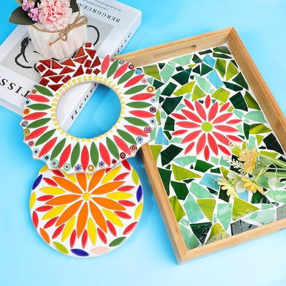 1.1 lbs Ceramic Leaf-Shaped Mosaic Tiles, Mixed Sizes, DIY Decor for Bathrooms, Living Rooms, Kitchens, Gardens (Golden)