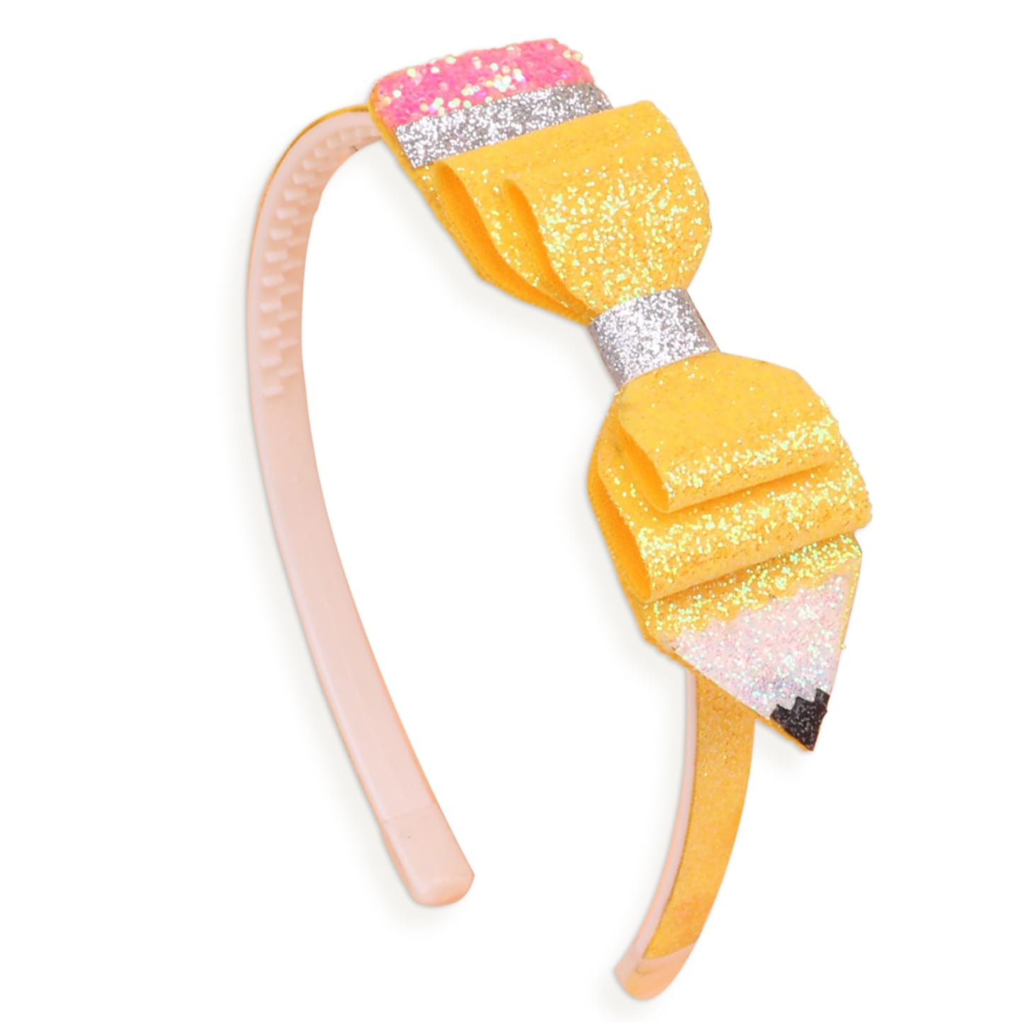Back to School Headbands for women, Pencil Glitter Bows Cute Headbands, Yellow Bow Hair Ties Hair Bands for Teacher Gifts First Day of Kindergarten and First Day of School Decorations