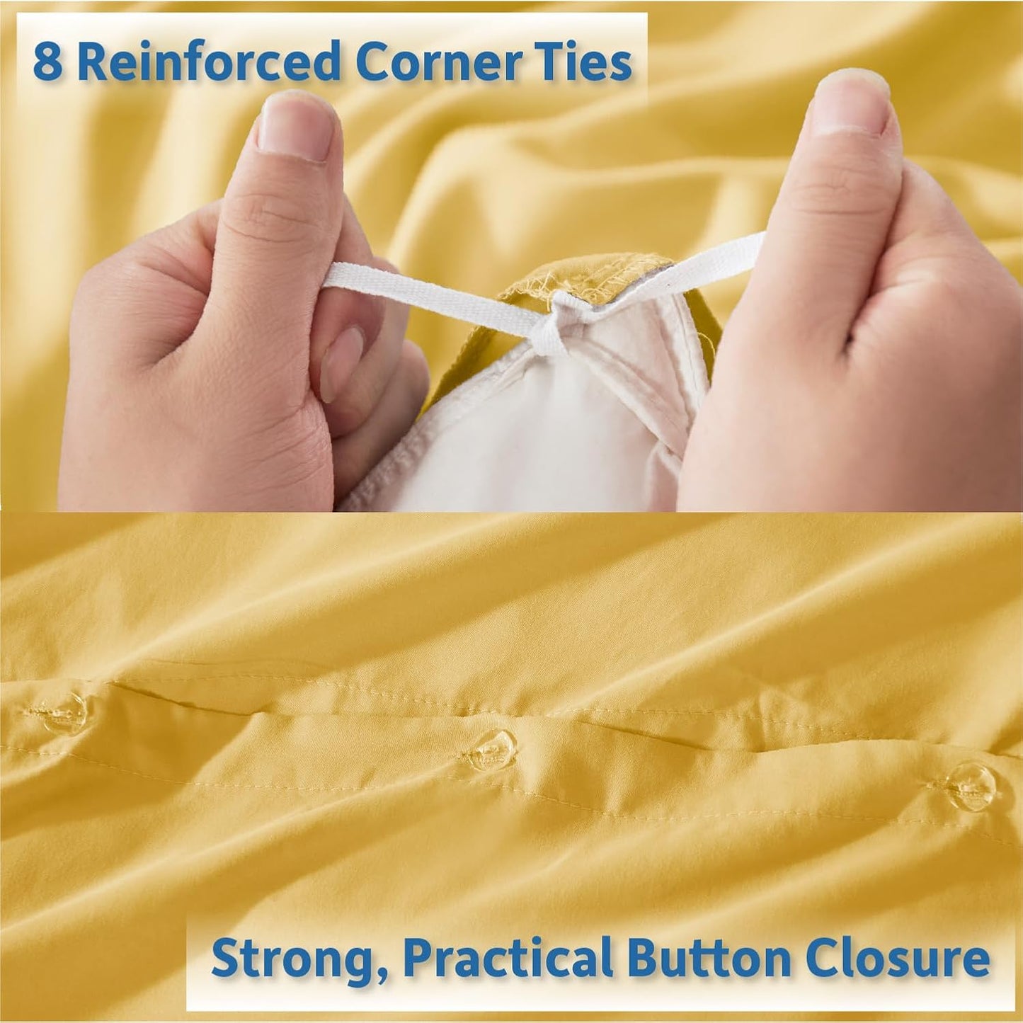 California King Duvet Cover Set with Comforter Insert - Yellow 4 Piece 104x98 Duvet Cover & 2 Pillow Shams with White Quilted Down Alternative Comforter, Ultra Soft, All Season