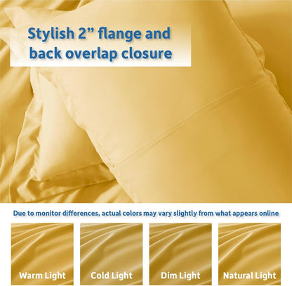 California King Duvet Cover Set with Comforter Insert - Yellow 4 Piece 104x98 Duvet Cover & 2 Pillow Shams with White Quilted Down Alternative Comforter, Ultra Soft, All Season