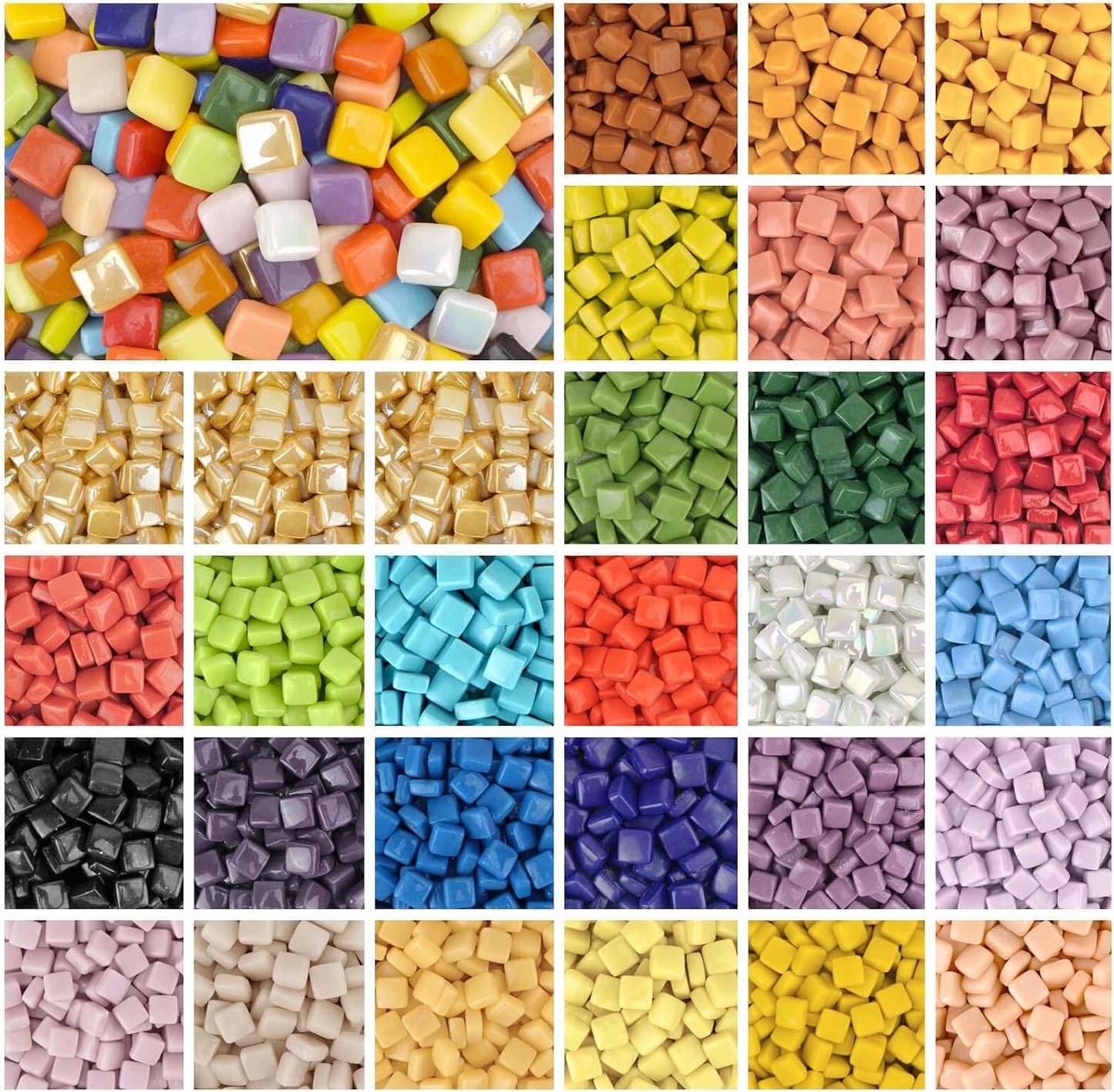 Square Mosaic Tiles for Crafts Bulk – 10x10mm Square Glass Mosaic Tile, 300g (160 Pieces) – Golden Yellow