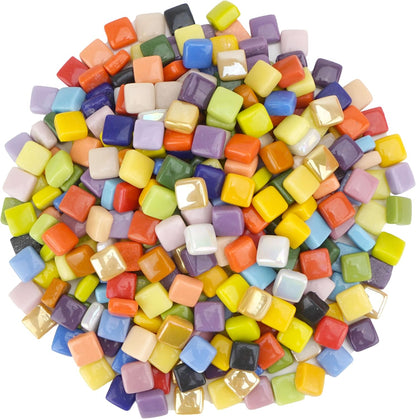 Square Mosaic Tiles for Crafts Bulk – 10x10mm Square Glass Mosaic Tile, 300g (160 Pieces) – Golden Yellow