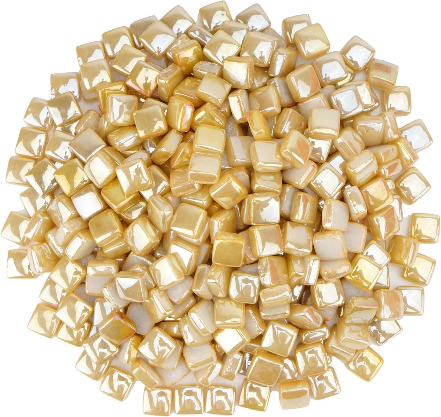 Square Mosaic Tiles for Crafts Bulk – 10x10mm Square Glass Mosaic Tile, 300g (160 Pieces) – Golden Yellow