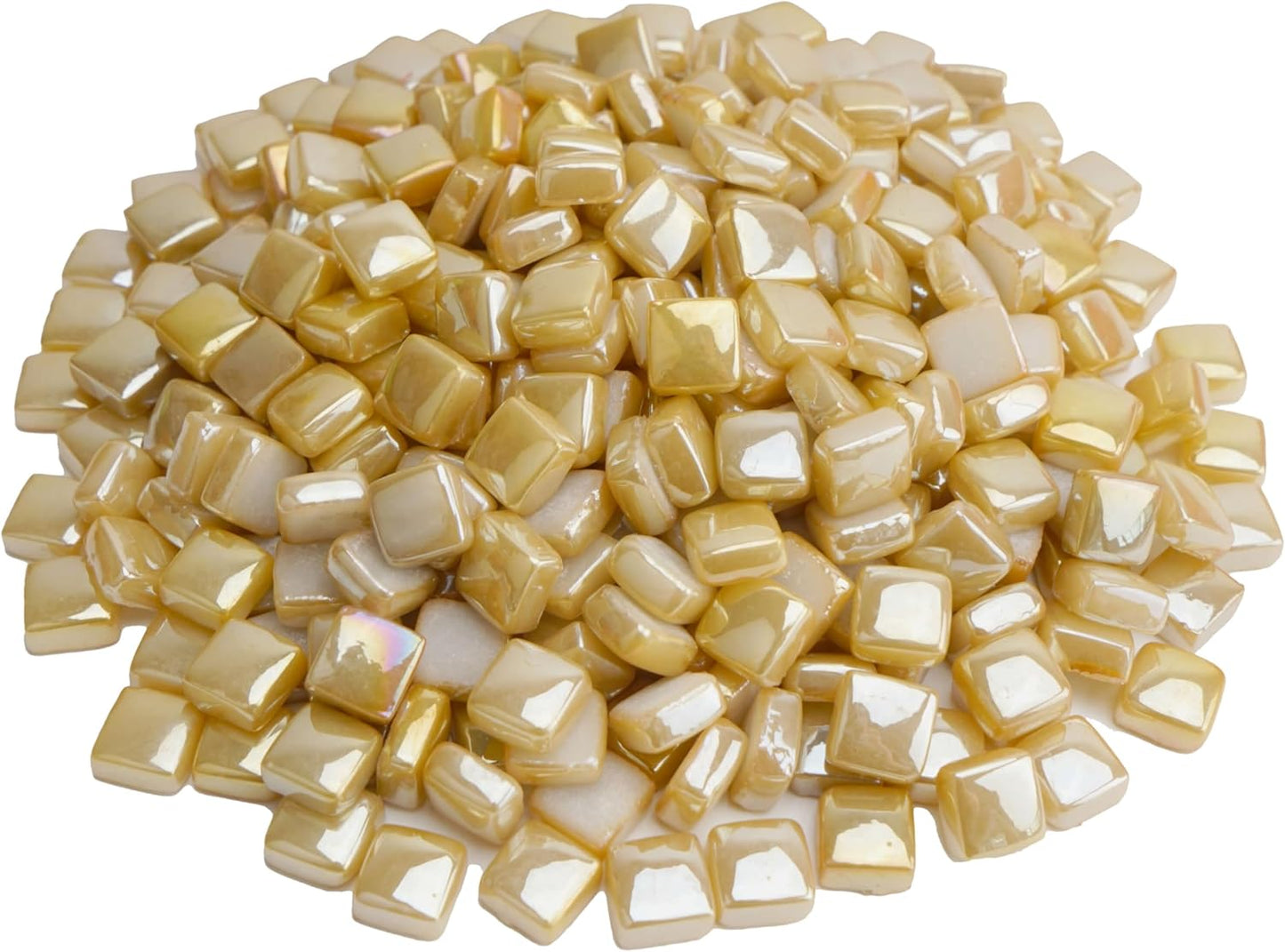 Square Mosaic Tiles for Crafts Bulk – 10x10mm Square Glass Mosaic Tile, 300g (160 Pieces) – Golden Yellow