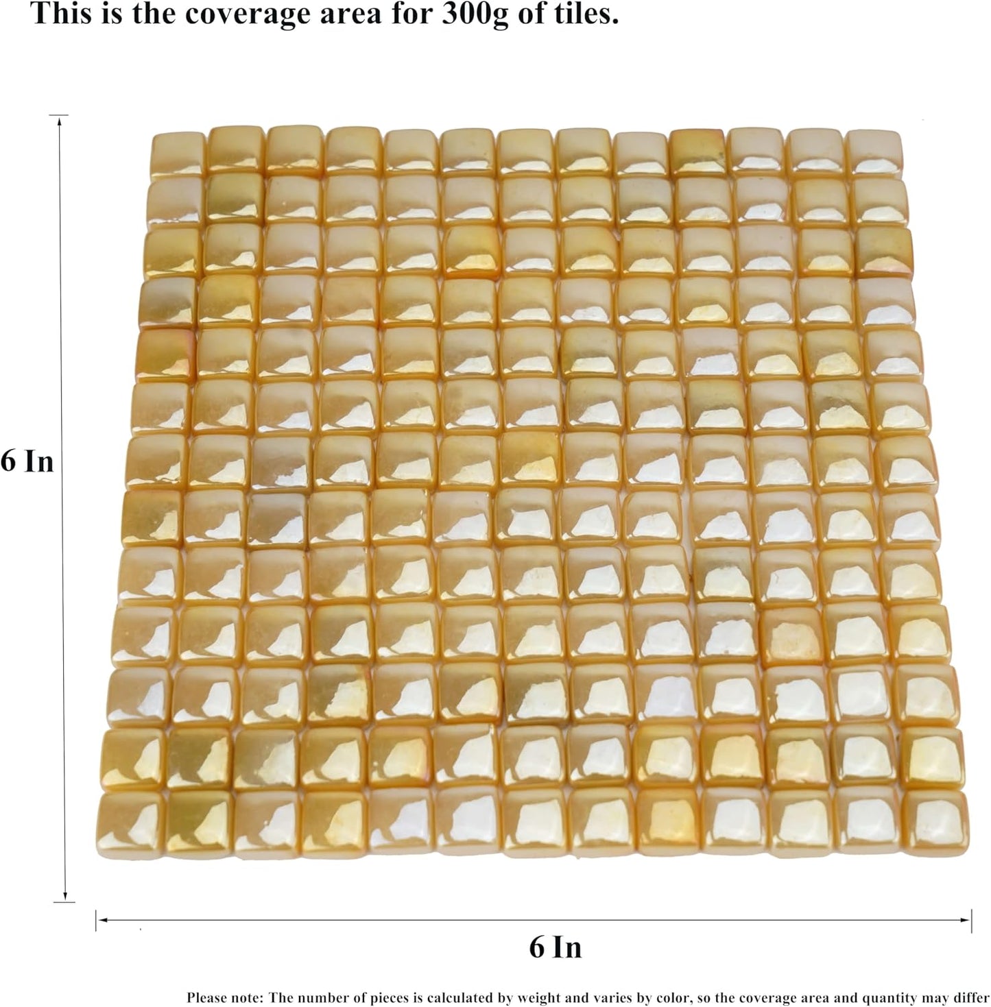 Square Mosaic Tiles for Crafts Bulk – 10x10mm Square Glass Mosaic Tile, 300g (160 Pieces) – Golden Yellow