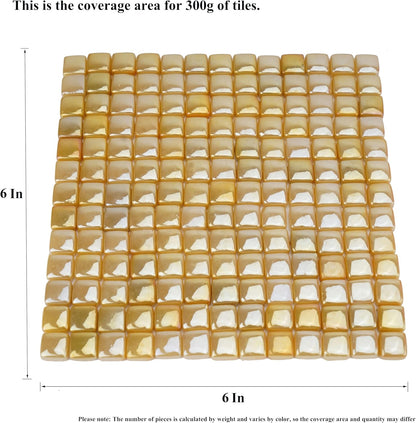 Square Mosaic Tiles for Crafts Bulk – 10x10mm Square Glass Mosaic Tile, 300g (160 Pieces) – Golden Yellow