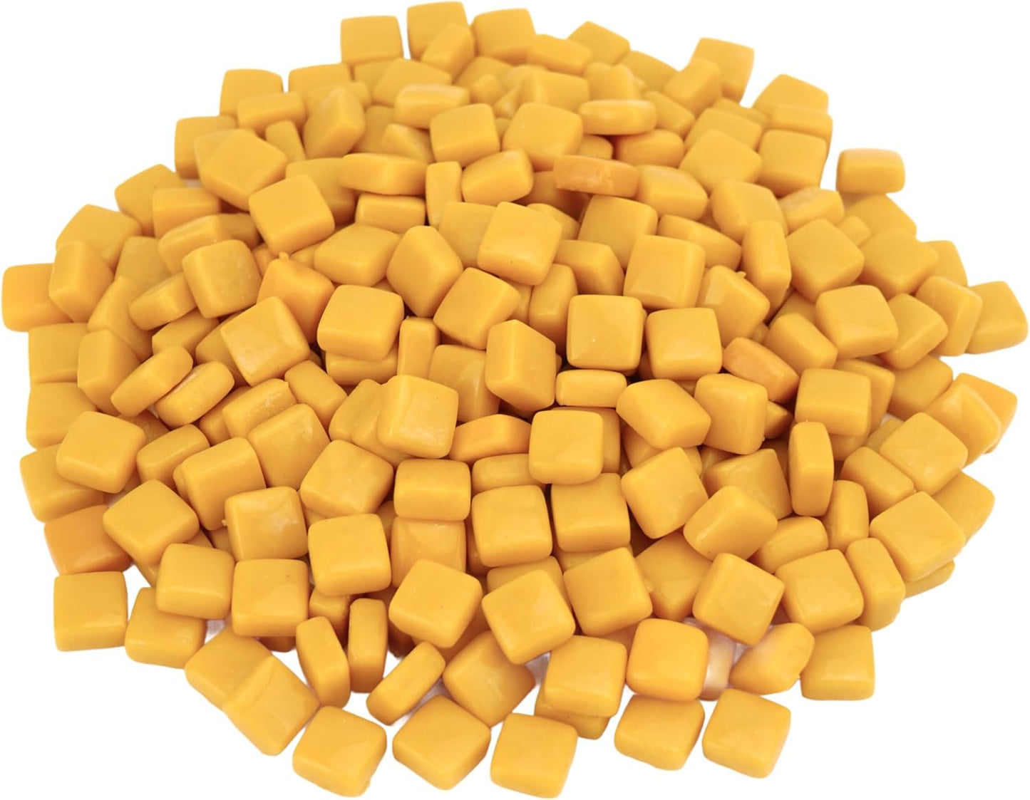 Square Mosaic Tiles for Crafts Bulk – 10x10mm Square Glass Mosaic Tile, 300g (160 Pieces) – Golden Yellow