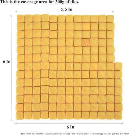 Square Mosaic Tiles for Crafts Bulk – 10x10mm Square Glass Mosaic Tile, 300g (160 Pieces) – Golden Yellow