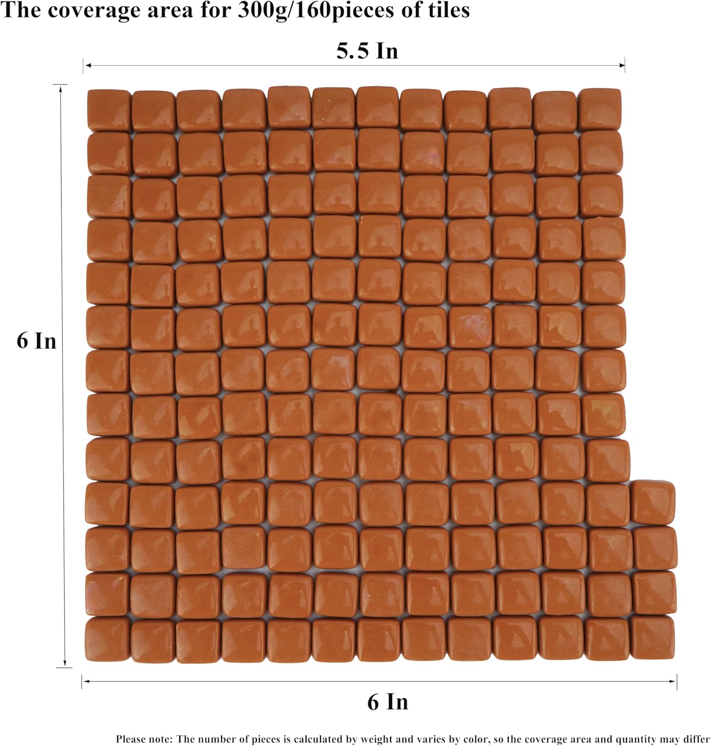 Square Mosaic Tiles for Crafts Bulk – 10x10mm Square Glass Mosaic Tile, 300g (160 Pieces) – Golden Yellow