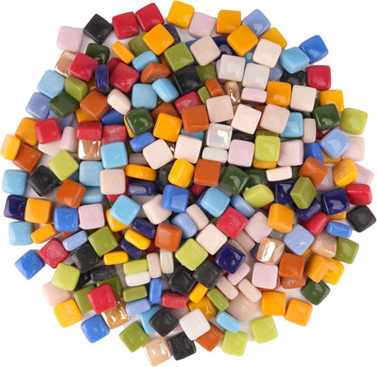 Square Mosaic Tiles for Crafts Bulk – 10x10mm Square Glass Mosaic Tile, 300g (160 Pieces) – Golden Yellow