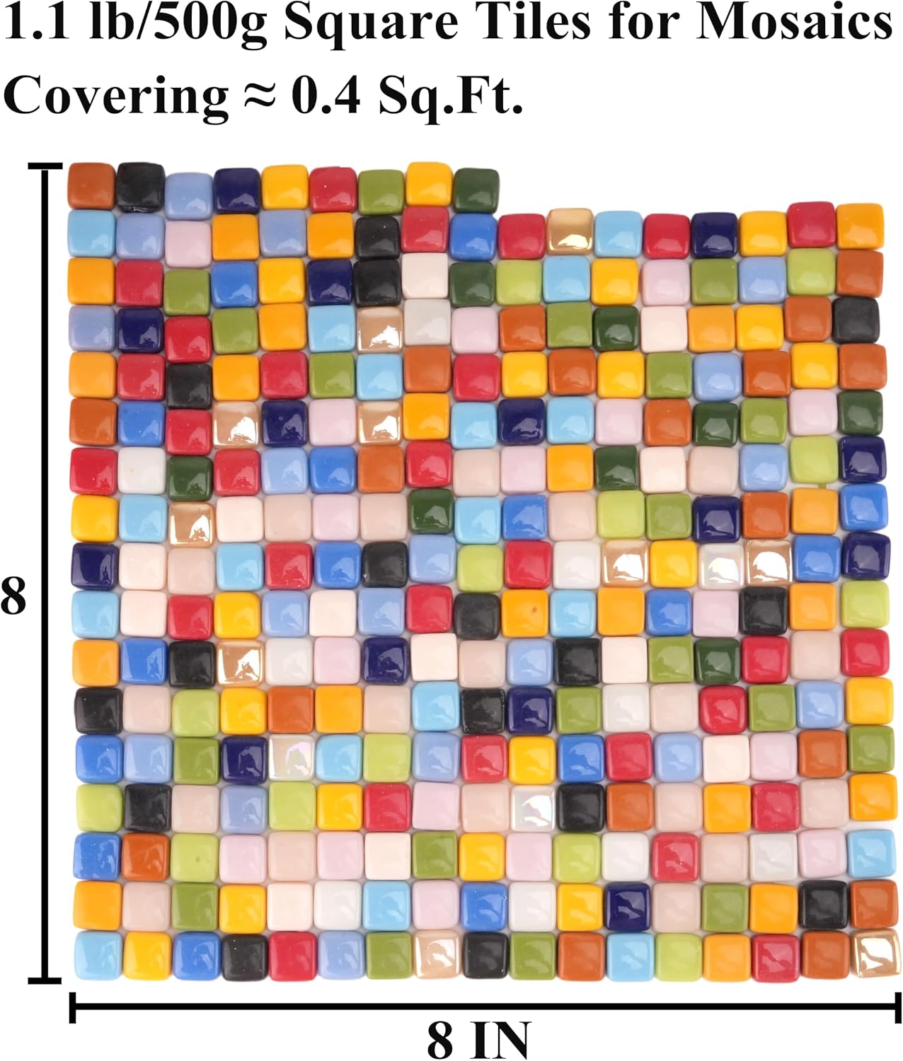 Square Mosaic Tiles for Crafts Bulk – 10x10mm Square Glass Mosaic Tile, 300g (160 Pieces) – Golden Yellow