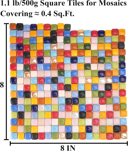 Square Mosaic Tiles for Crafts Bulk – 10x10mm Square Glass Mosaic Tile, 300g (160 Pieces) – Golden Yellow