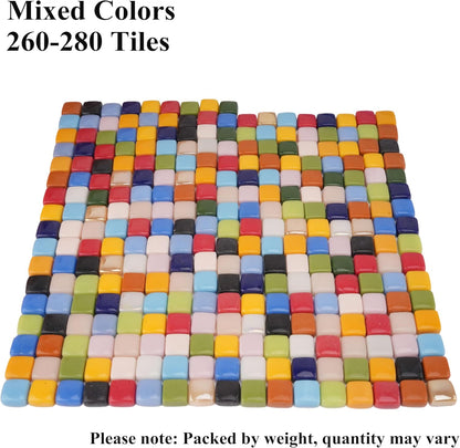 Square Mosaic Tiles for Crafts Bulk – 10x10mm Square Glass Mosaic Tile, 300g (160 Pieces) – Golden Yellow