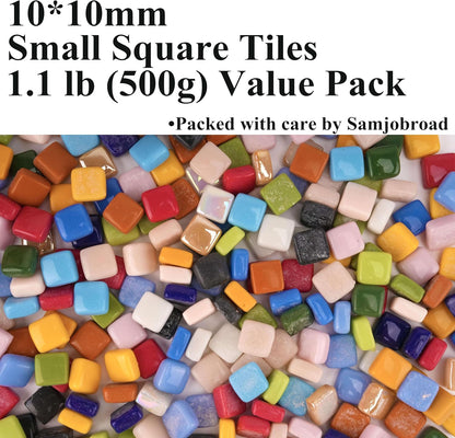 Square Mosaic Tiles for Crafts Bulk – 10x10mm Square Glass Mosaic Tile, 300g (160 Pieces) – Golden Yellow