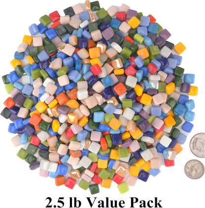Square Mosaic Tiles for Crafts Bulk – 10x10mm Square Glass Mosaic Tile, 300g (160 Pieces) – Golden Yellow