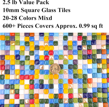 Square Mosaic Tiles for Crafts Bulk – 10x10mm Square Glass Mosaic Tile, 300g (160 Pieces) – Golden Yellow