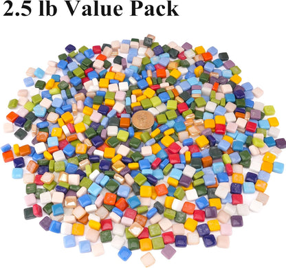 Square Mosaic Tiles for Crafts Bulk – 10x10mm Square Glass Mosaic Tile, 300g (160 Pieces) – Golden Yellow
