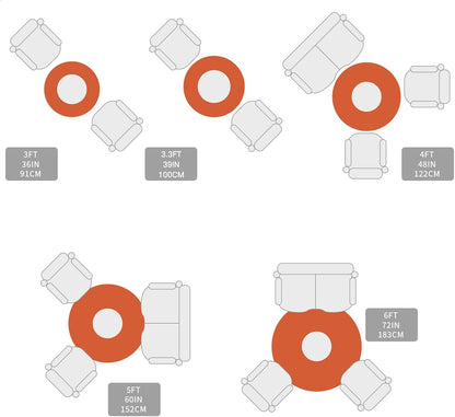 Round Area Rug 3ft, Watercolor Yellow Lemon Leaves Non-Shedding Washable Area Rug, Summer Fruit on Light Blue Non Slip Low-Profile Circle Rugs for Living Room, Bedroom Dining Room
