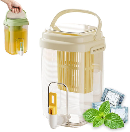 0.53-gallon Drink Dispenser with Spigot, Cold Water Pitcher with Filter, Beverage Container for Water, Lemonade, Tea, and Juice (Bright Yellow)