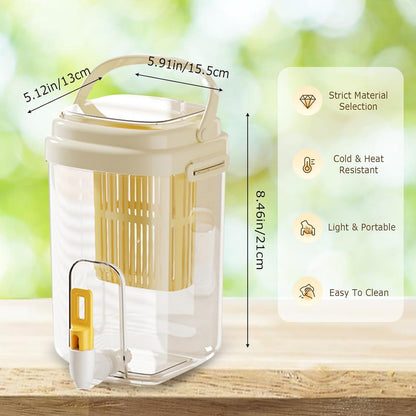 0.53-gallon Drink Dispenser with Spigot, Cold Water Pitcher with Filter, Beverage Container for Water, Lemonade, Tea, and Juice (Bright Yellow)