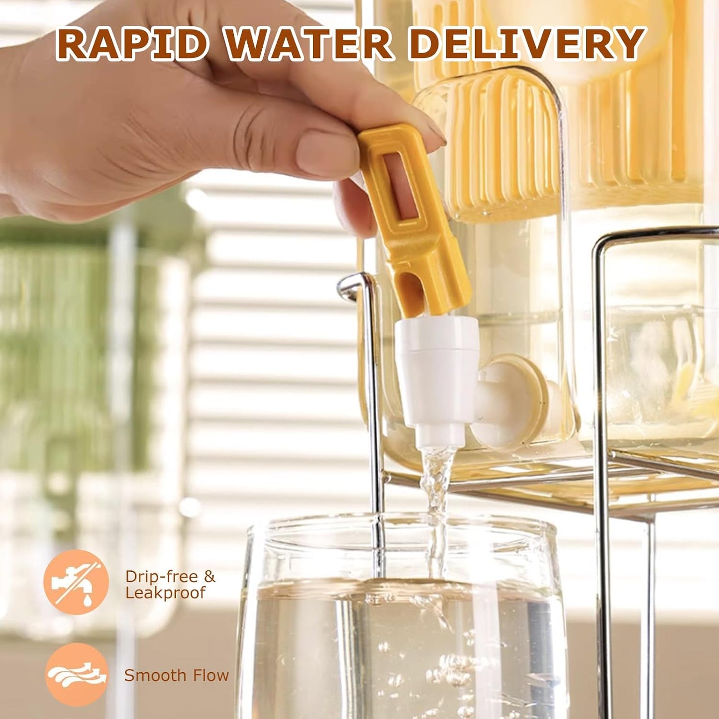 0.53-gallon Drink Dispenser with Spigot, Cold Water Pitcher with Filter, Beverage Container for Water, Lemonade, Tea, and Juice (Bright Yellow)