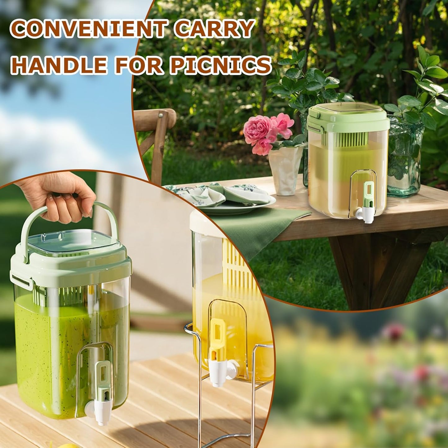 0.53-gallon Drink Dispenser with Spigot, Cold Water Pitcher with Filter, Beverage Container for Water, Lemonade, Tea, and Juice (Bright Yellow)