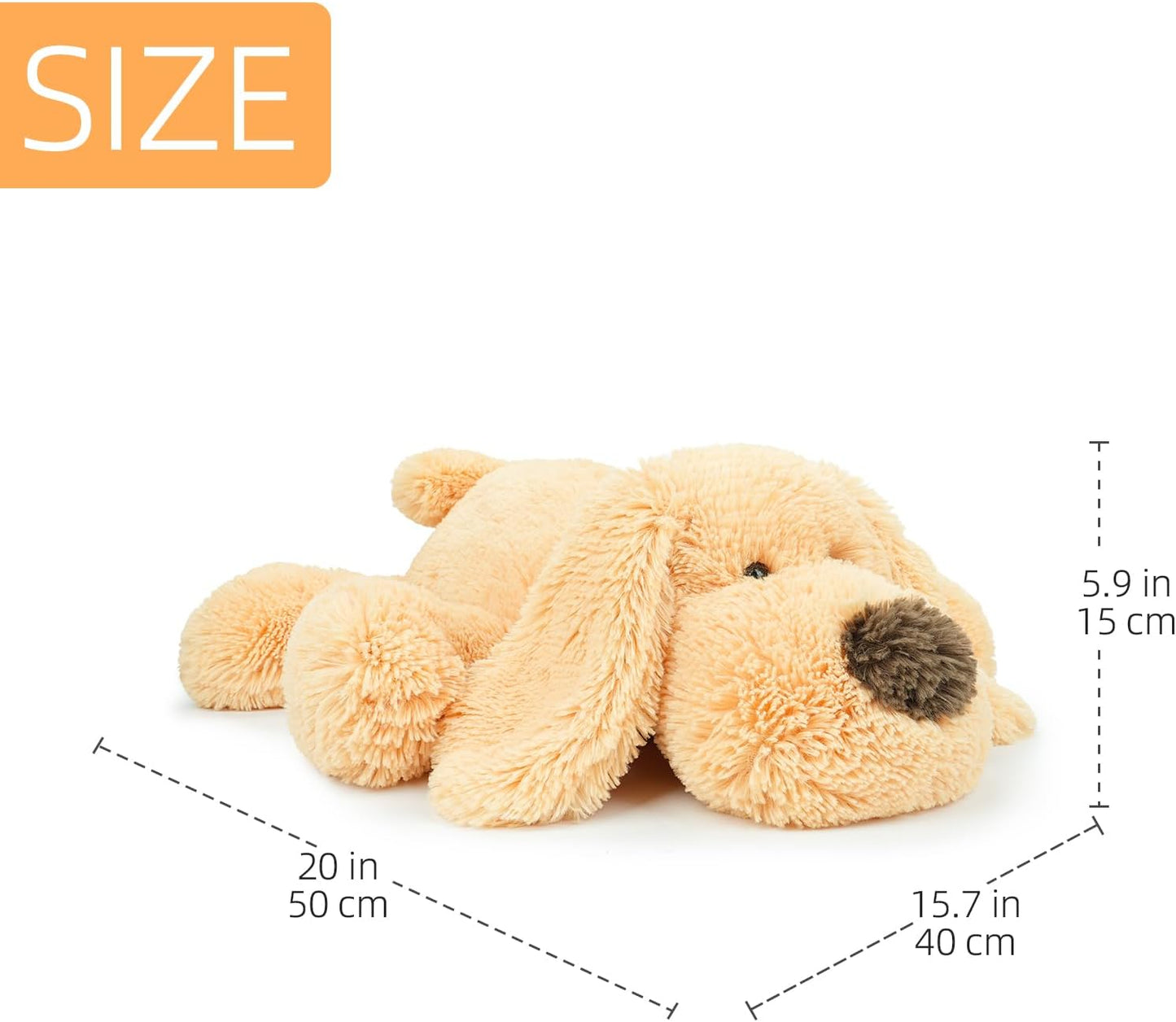 Lying Dog Stuffed Animal Plush Toy, 20 Inch | Yellow, Soft Floppy Puppy Plush, Shaggy Fur, Cute Lightweight, For Kids Toddlers Boys Girls