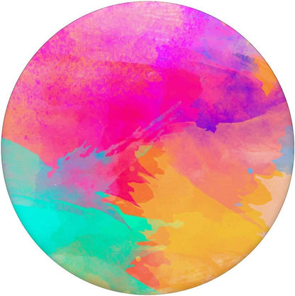 Rainbow Watercolor Splashes Pink Yellow Turquoise Teal PopSockets PopGrip: Swappable Grip for Phones & Tablets