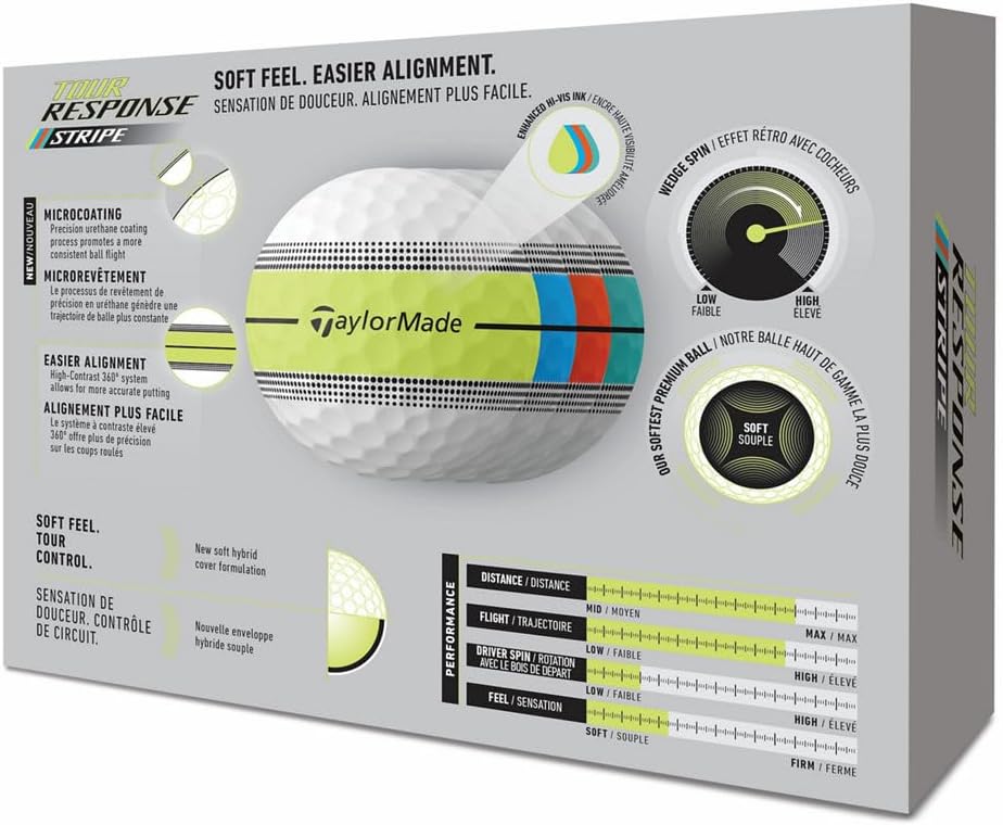 Tour Response Golf Balls, Enhanced 360° ClearPath Alignment, Speed Wrapped Core for Distance and Feel, Pack of 12